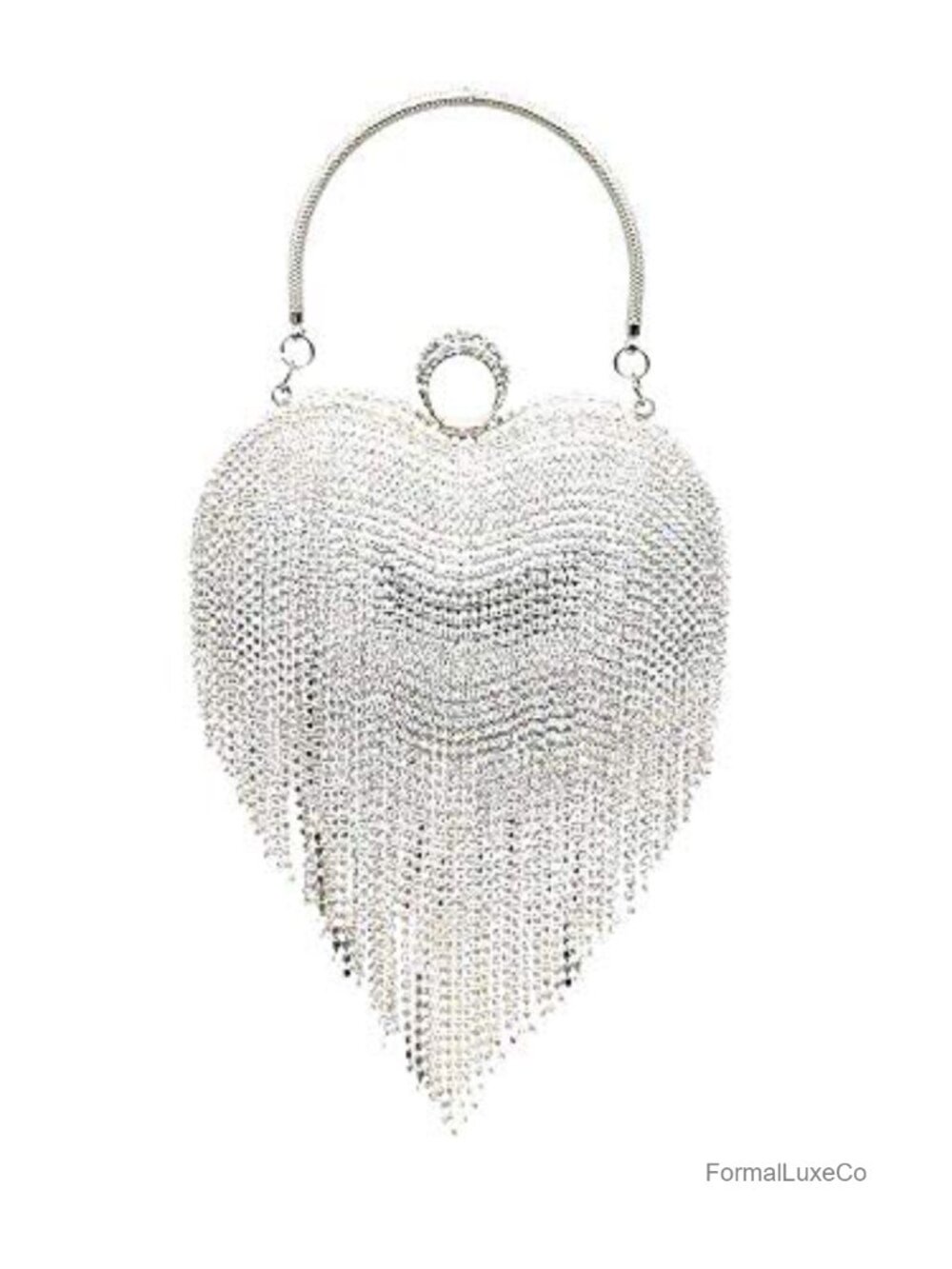 Rhinestone Beaded Evening Clutch Bag with Detachable Chain Handbag